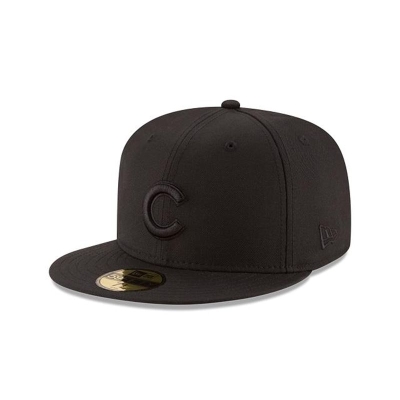 Chicago Cubs Gorra | New Era MLB Black On Black 59fifty Fitted Cap Mexico - Negros